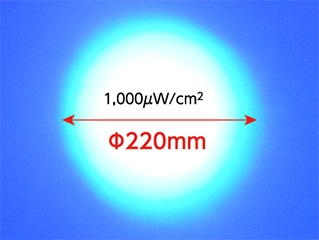 Φ22cmの広範囲で照射の画像
